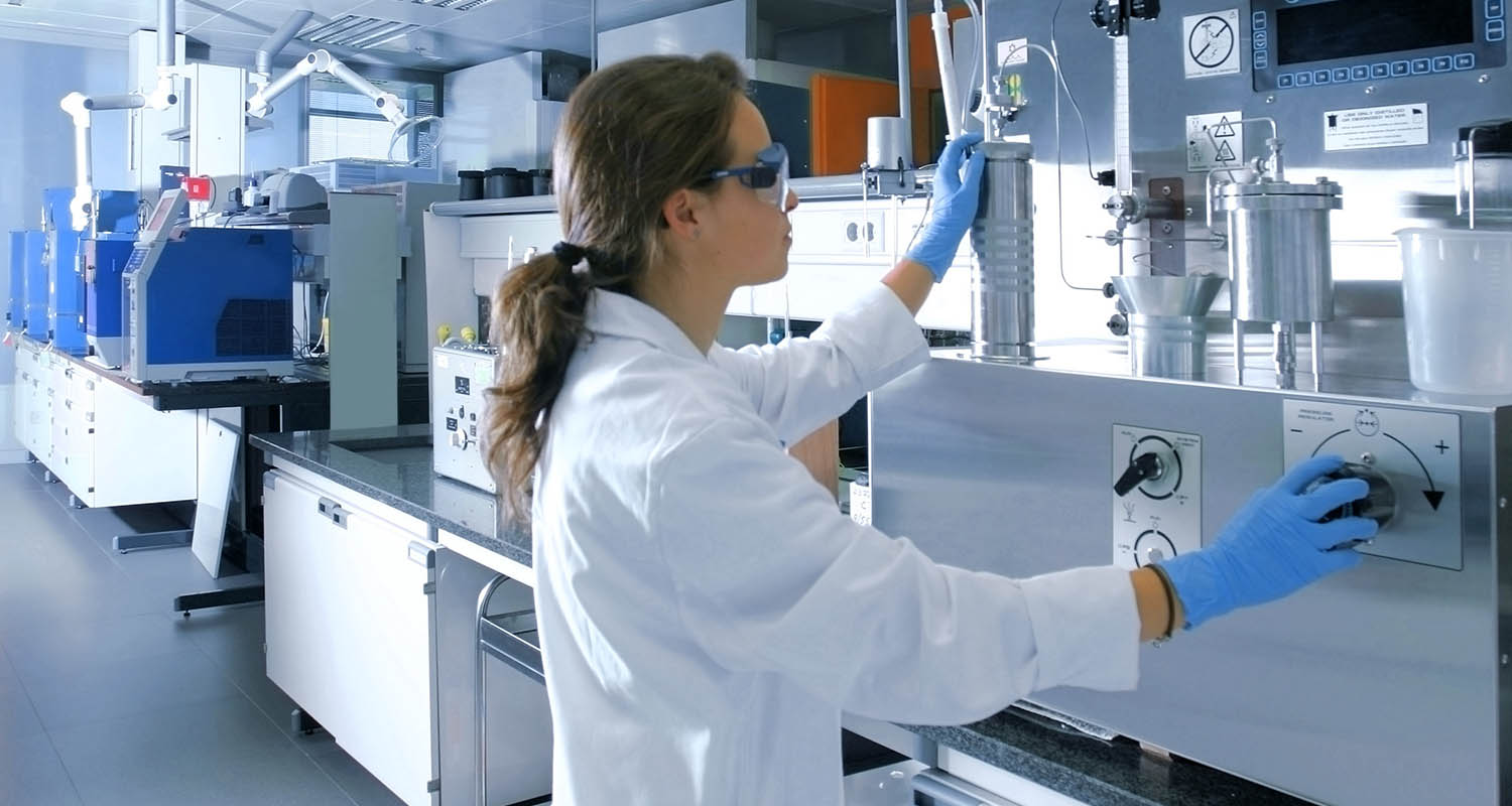 A female researcher working in a laboratory